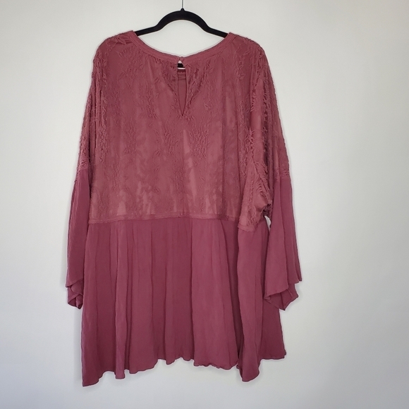 Torrid Peplum Bell Sleeve Top Size 6X Stretch Lace Knit Bodice Fairycore Tunic - Picture 6 of 15